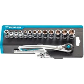Набор торцевых головок Gross 36 предметов CrV 1/4" трещотка 120 зубьев (14142M) фото #1