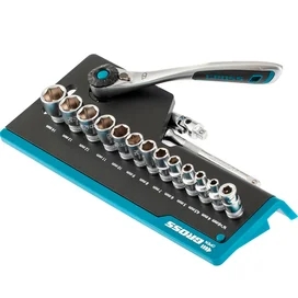 Набор торцевых головок Gross 36 предметов CrV 1/4" трещотка 120 зубьев (14142M) фото #2