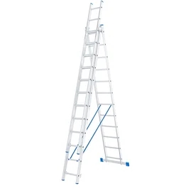 Лестница, 3 х 12 ступеней, алюминиевая, трехсекционная, Россия Сибртех фото