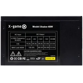 Блок питания 400W X-Game Shadow 400W ATX 20+4pin, 4+4pin (Shadow 400W) фото #2