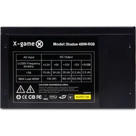Блок питания 400W X-Game Shadow 400W-RGB ATX 20+4pin, 4+4pin (Shadow 400W-RGB) фото #2