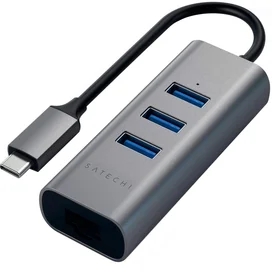 Концентратор Type-C, 3*USB 3.0, 1*Ethernet, Satechi, Серый (ST-TC2N1USB31AM) фото