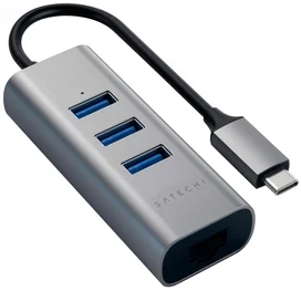 Концентратор Type-C, 3*USB 3.0, 1*Ethernet, Satechi, Серый (ST-TC2N1USB31AM) фото #1