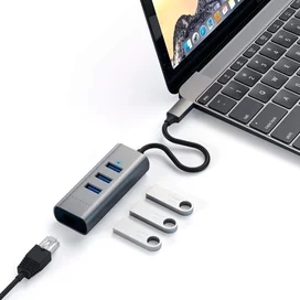 Концентратор Type-C, 3*USB 3.0, 1*Ethernet, Satechi, Серый (ST-TC2N1USB31AM) фото #3