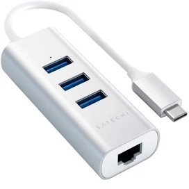Концентратор Type-C, 3*USB 3.0, 1*Ethernet, Satechi, Серебро (ST-TC2N1USB31AS) фото