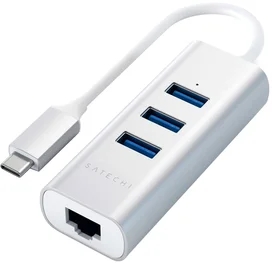 Концентратор Type-C, 3*USB 3.0, 1*Ethernet, Satechi, Серебро (ST-TC2N1USB31AS) фото #1