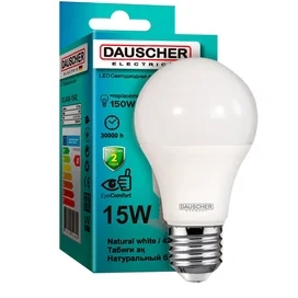 Dauscher Жарықдиодтық шамы A60 15W 4200К 1250lm E27 ND Табиғи ақ фото