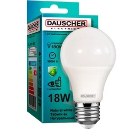 Dauscher Жарықдиодтық шамы A65 18W 4200К 1500lm E27 ND Табиғи ақ фото