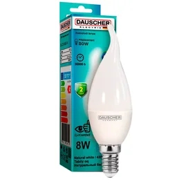 Dauscher Жарықдиодтық шамы C37 8W 4200К 640lm E14 ND Табиғи ақ фото
