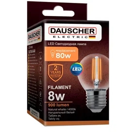 Светодиодная лампа Dauscher FILAMENT G45 8W 4000К 900lm E27 Нейтральный фото