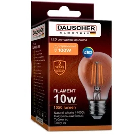 Dauscher FILAMENT Жарықдиодтық шамы A60 10W 4000К 1050lm E27 Бейтарап фото