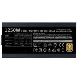 Cooler Master MWE GOLD Қуат блогы 1250W - V2 FM ATX 80+ Gold 4x6+2pin, 4+4pin (MPE-C501-AFCAG) фото #2