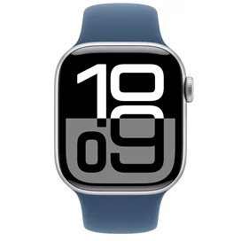 Apple Watch Series 10 Смарт сағаты, GPS 42mm Silver Aluminium Case with Denim Sport Band - S/M фото #1