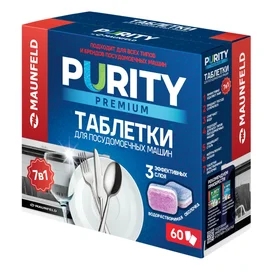 MAUNFELD Purity Premium all in 1 60 дана (MDT60PP) ыдыс жуғыш машина таблеткасы фото