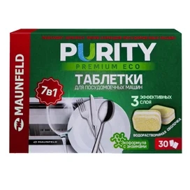 MAUNFELD Purity Premium ECO all in 1 30 дана (MDT30PE) ыдыс жуғыш машина таблеткасы фото #4