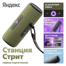 Алисамен бірге ақылды колонка Яндекс Станция Стрит, Жасыл (YNDX-00030GRN) фото