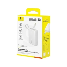 Внешний аккумулятор Baseus, PicoGo 10000mAh 45W, White (BAS-P1007680321300) фото #2