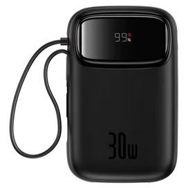 Внешний аккумулятор Baseus, QPow2 DGT 10000mAh+2 вс.каб 30W, Black (BAS-P1005500811300) фото