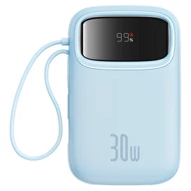 Внешний аккумулятор Baseus, QPow2 DGT 10000mAh+2 вс.каб 30W, Blue (BAS-P1005500831300) фото