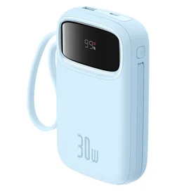 Внешний аккумулятор Baseus, QPow2 DGT 10000mAh+2 вс.каб 30W, Blue (BAS-P1005500831300) фото #1