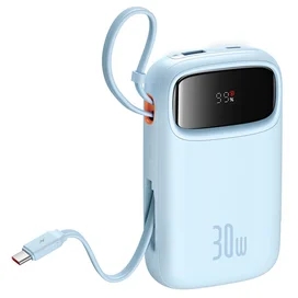 Внешний аккумулятор Baseus, QPow2 DGT 10000mAh+2 вс.каб 30W, Blue (BAS-P1005500831300) фото #2