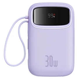 Внешний аккумулятор Baseus, QPow2 DGT 10000mAh+2 вс.каб 30W, Violet (BAS-P1005500851300) фото