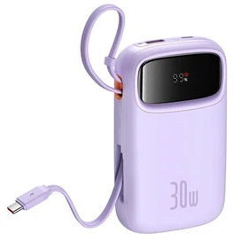 Внешний аккумулятор Baseus, QPow2 DGT 10000mAh+2 вс.каб 30W, Violet (BAS-P1005500851300) фото #2