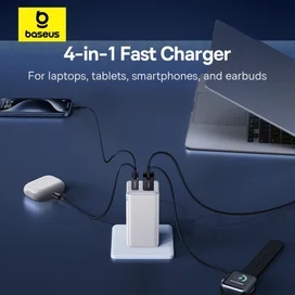 Адаптер питания Baseus, GaN6 USB-C*2+A*2 100W с каб, White (BAS-P1016270521200) фото #4