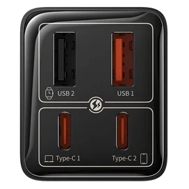 Адаптер питания Baseus, GaN6 Pro USB-2C+2A 65W с каб, Black (BAS-P1016270111300) фото #4