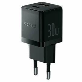 Қуат адаптері Baseus, Palm USB-C+A 30W кабелімен, Қара (BAS-P1011160A11301) фото #1