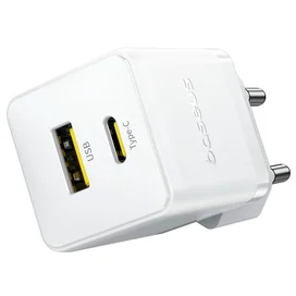 Қуат адаптері Baseus, Palm USB-C+A 20W кабелімен, Ақ (BAS-P1011160821301) фото #4