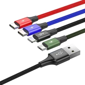 Кабель Baseus, 8pin+C*2+micro FsT 1.2m, Black (BAS-CA1T4-B01) фото #4