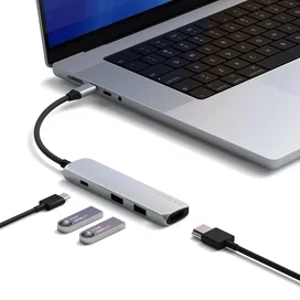 Мульти-портты адаптер Satechi Slim 4, сұр фото #3