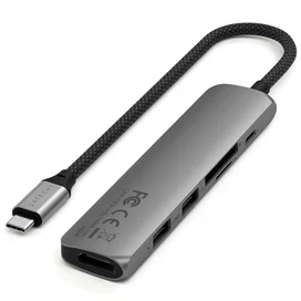 Мульти-портты адаптер Satechi Slim 6, қою сұр фото #2