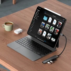 Мульти-портты адаптер Satechi Slim 6, қою сұр фото #4