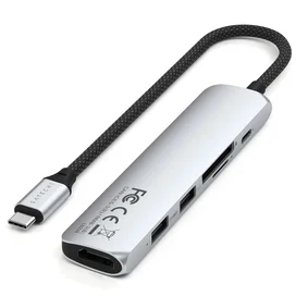 Мульти-портты адаптер Satechi Slim 6, сұр фото #2