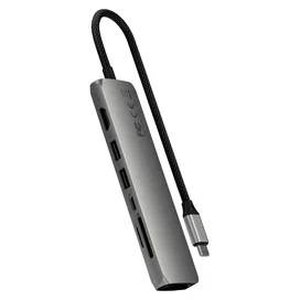 Мульти-портты адаптер Satechi Slim 7, қою сұр фото