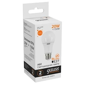Светодиодная лампа Gauss Elementary A60 20W 1520lm 3000K E27 LED теплый фото #2