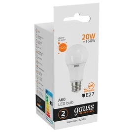 Светодиодная лампа Gauss Elementary A60 20W 1520lm 3000K E27 LED теплый фото #3